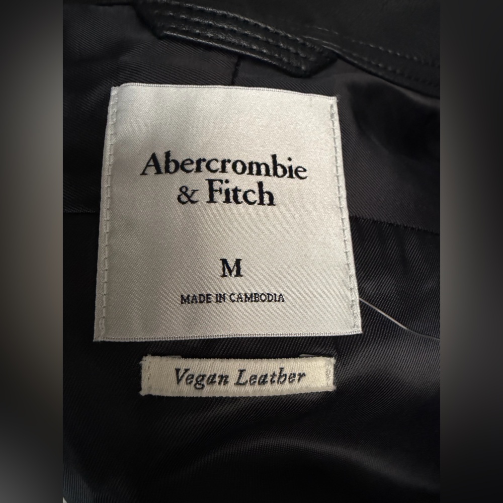 Abercrombie & Fitch Black Faux-Leather Bomber Jacket - Picture 3 of 5